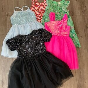 Lot of 5 Cat & Jack Dresses - Dressy and Casual, size M (7/8)